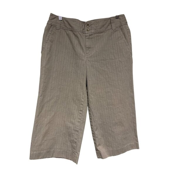 Banana Republic Women's Bermuda Walking Shorts Tan Textured Size 12 100% Cotton - Picture 1 of 9